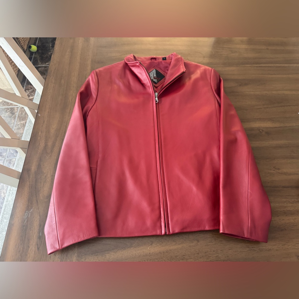 Tiboa Leathers Red Leather Jacket NWOT medium
